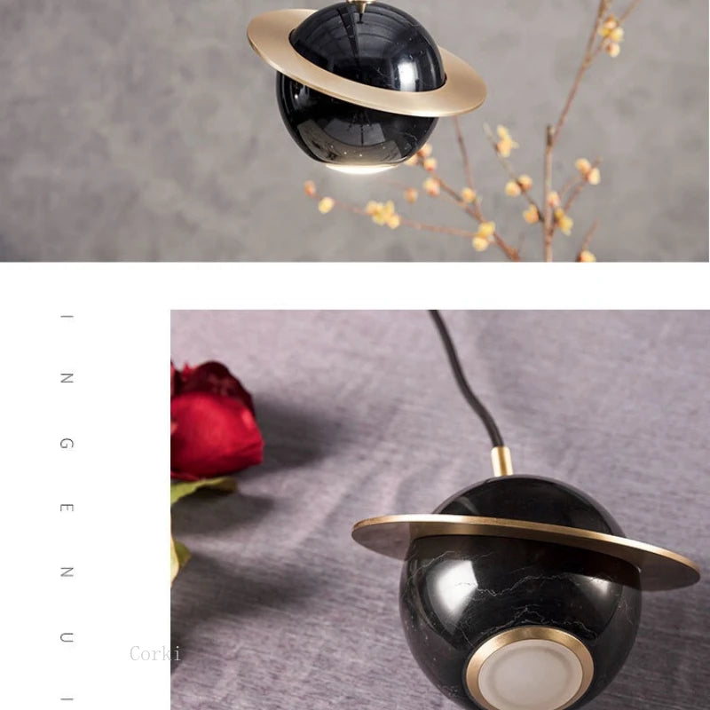 suspension led en marbre au design moderne idéales pour bar ou restaurant - vue 6 sur 9
