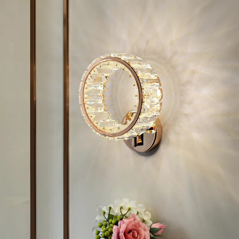 applique murale led ronde moderne en cristal de luxe - vue 3 sur 8