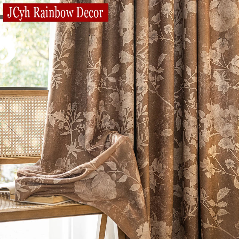 Rideau occultant motif plante style moderne salon chambre