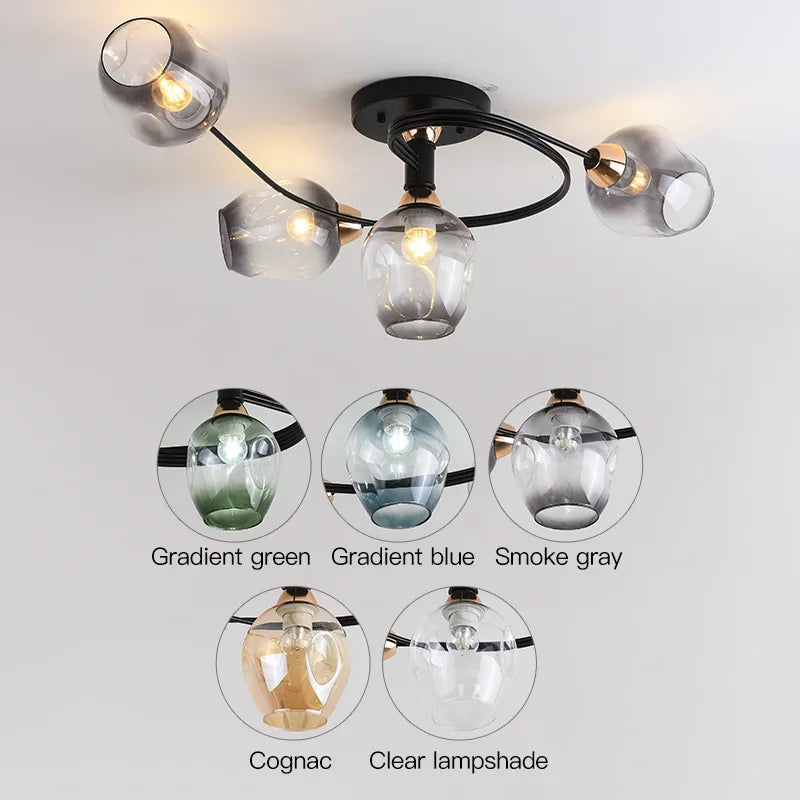 Suspension de plafond LED nordique pour salon salle à manger cuisine chambre moderne verre moléculaire suspendu lustre éclairage à la maison - vue 5 sur 12