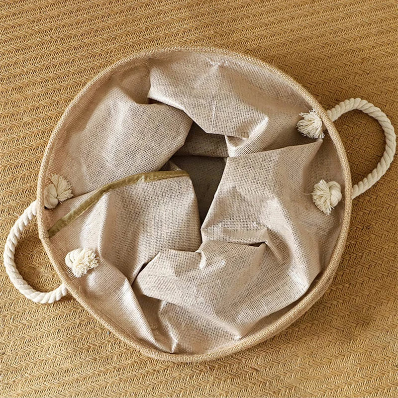 panier à linge pliable en coton et lin grande capacité pour vêtements et jouets - vue 6 sur 10