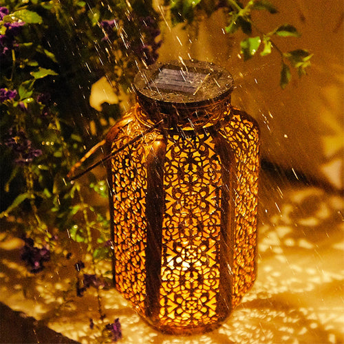 lampe solaire rétro en fer pour décoration extérieure - vue 5 sur 7