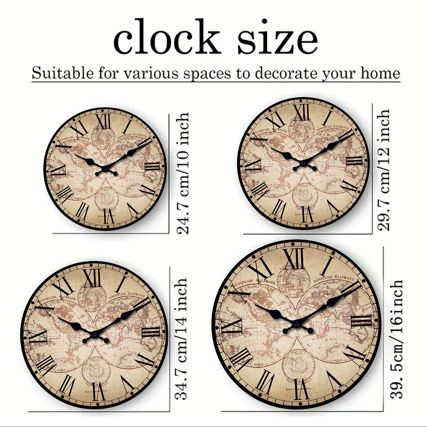 horloge murale rétro en bois avec boussole motif nautique décoratif - vue 5 sur 7