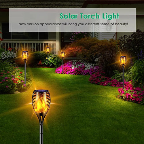 lampes solaires extérieures led flamme vacillante étanche jardin éclairage paysager - vue 5 sur 8