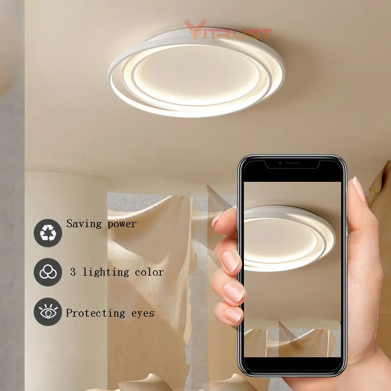 Plafonnier LED nordique lampe noir blanc chambre salle à manger cuisine plafond moderne à LEDs lampe Plafonnier LED étude Ailse - vue 5 sur 12