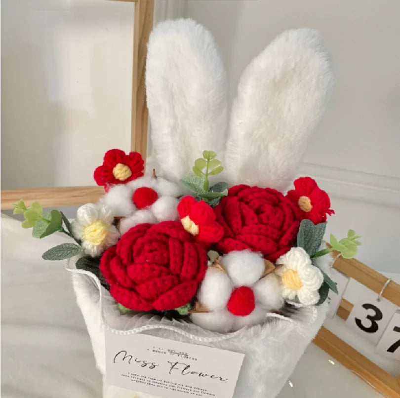 bouquet de roses tricotées cadeau de saint-valentin et noël en dessin animé - vue 5 sur 9