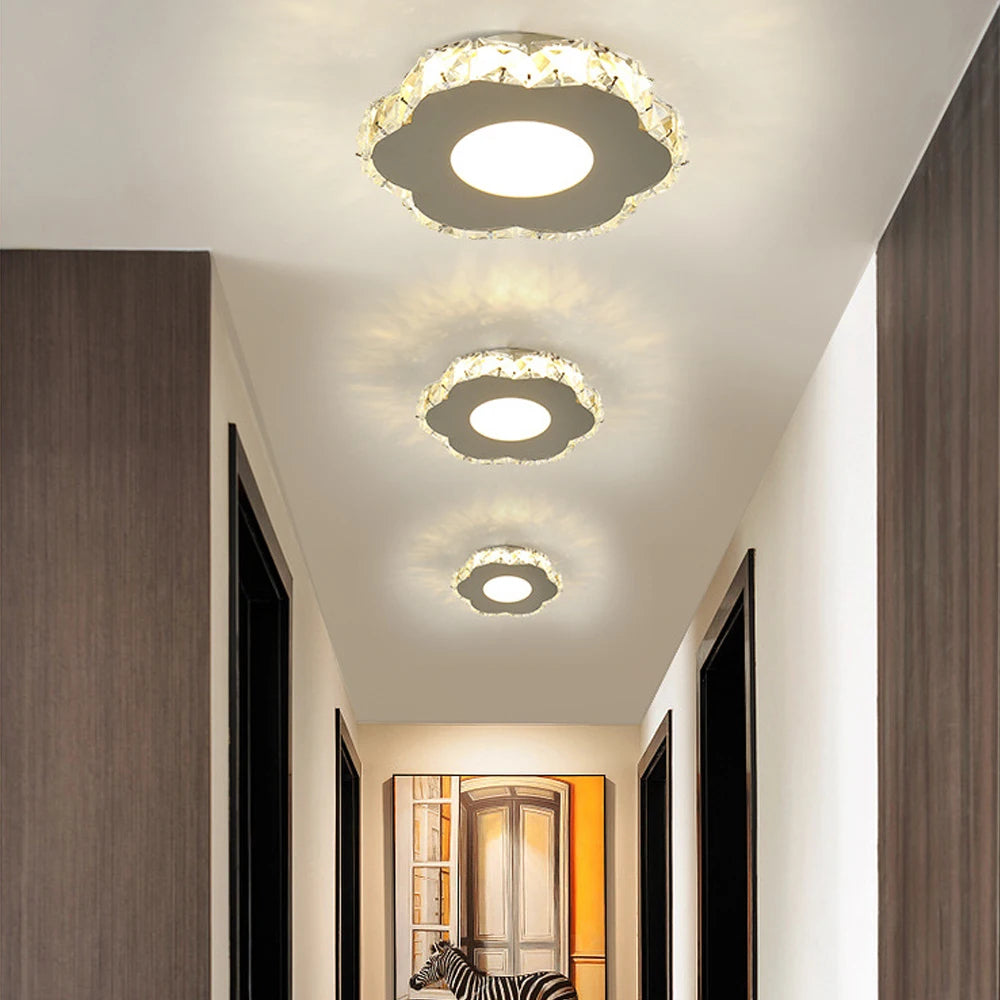 plafonnier led moderne en cristal pour maison et balcon - vue 3 sur 8