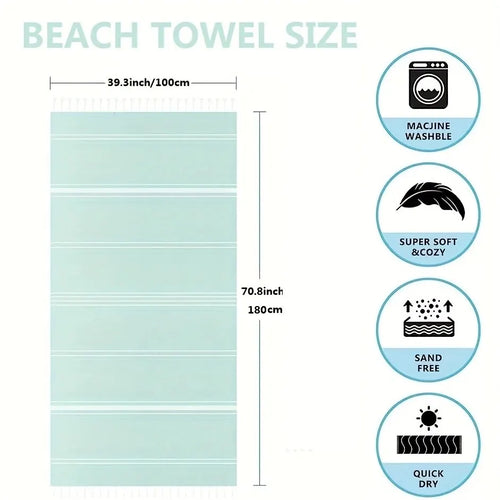 serviette de plage turque rayures pompons séchage rapide