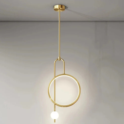 Gold Ring Pendant Light Modern Ball Led Hanging Lamp Bedroom Bedside Nordic Living Room Home Decor Background Lighting