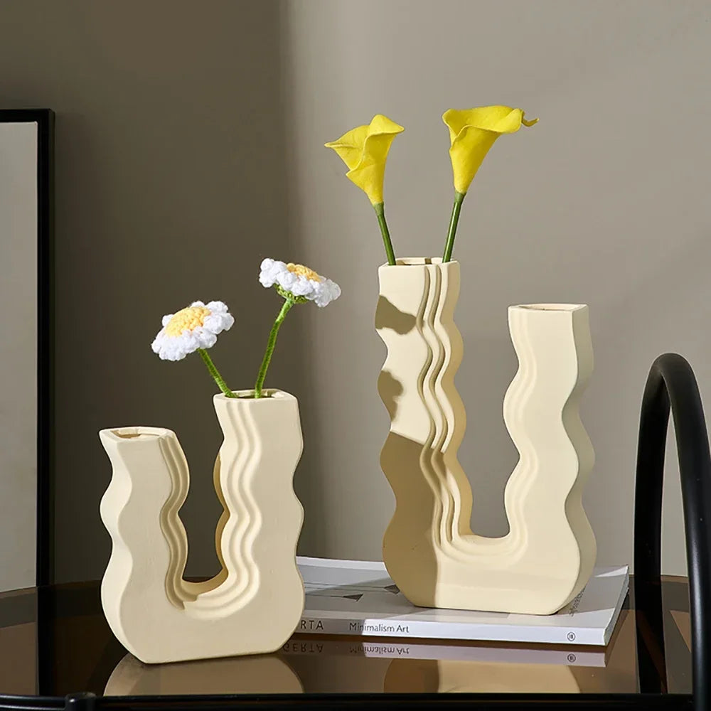 vase en céramique décoratif style morandi pour fleurs - vue 5 sur 11