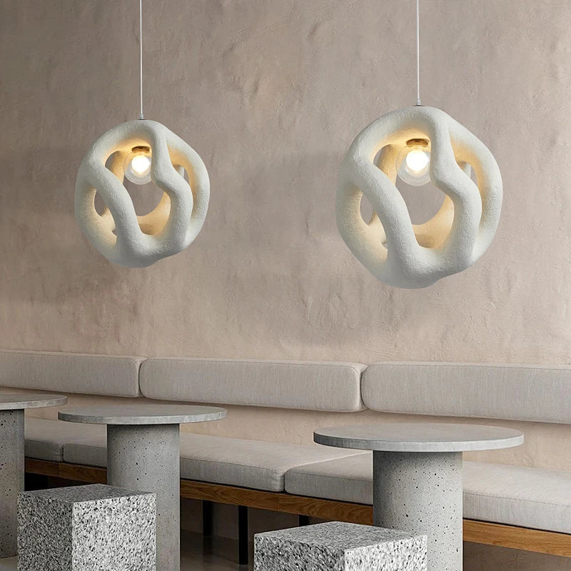 lustre led nordique fait main style wabi sabi restaurant - vue 4 sur 8