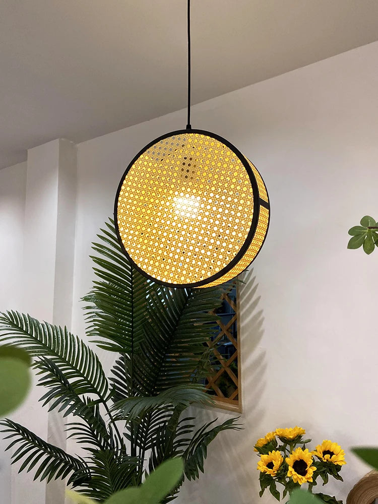 lustre en rotin tissé style créatif pour ambiance chaleureuse - vue 4 sur 9