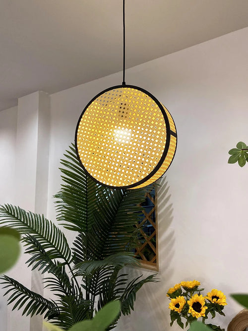 lustre créatif en rotin tissé pour décoration intérieure élégante - vue 5 sur 9