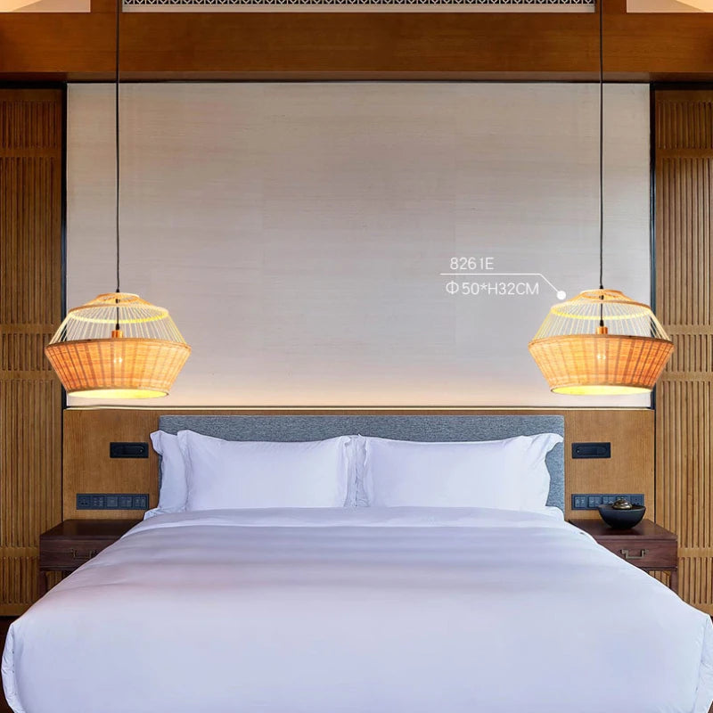 suspension luminaire en bambou pour restaurant hôtel - vue 6 sur 11