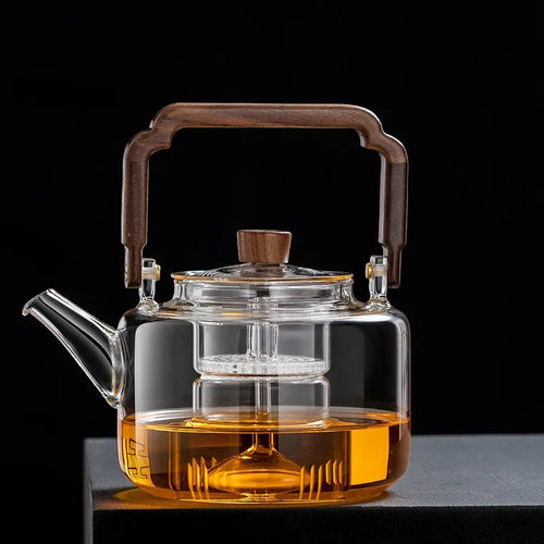 Théière verre 1300ml avec filtre épais cuisson vapeur