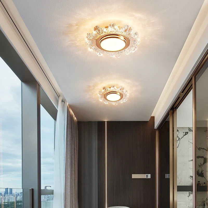 lustre moderne led en verre cristal pour décoration maison