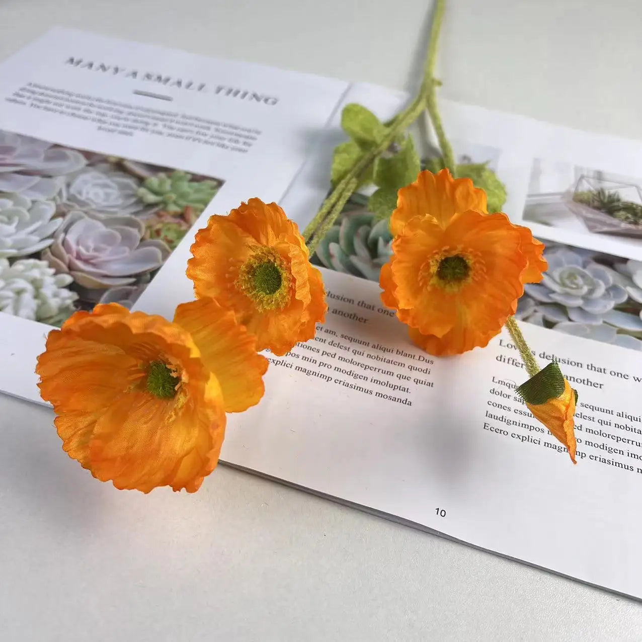 fleurs de pavot artificielles en soie pour décoration et événements - vue 13 sur 21