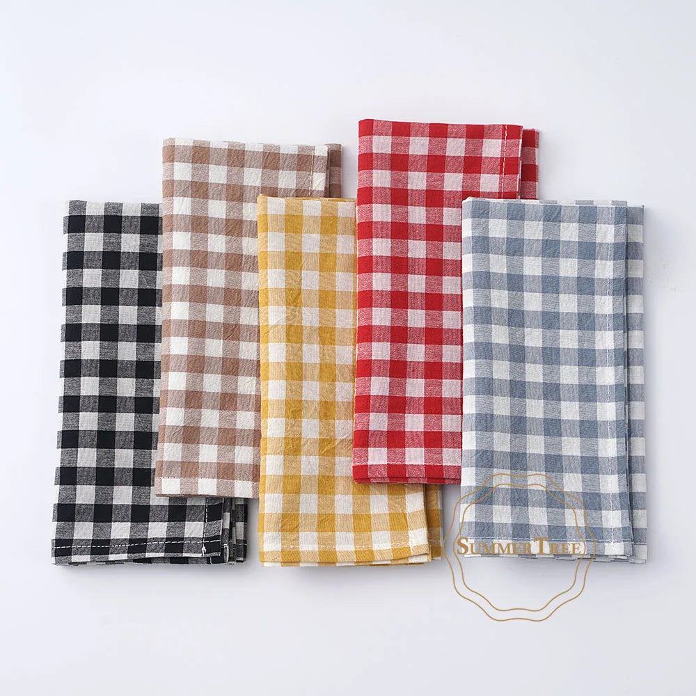 Serviette de table coton vichy petits carreaux cuisine - vue 4 sur 7