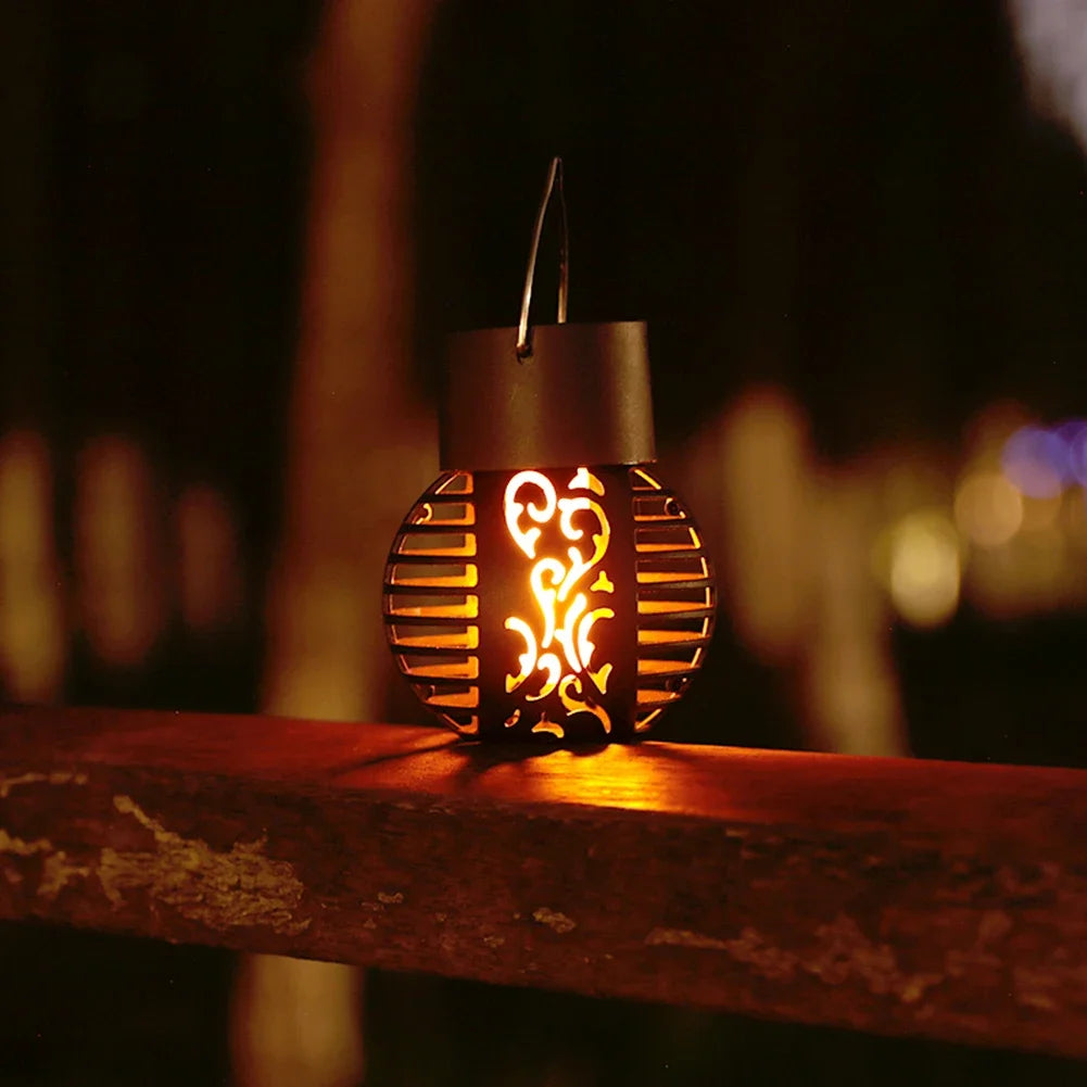 lot de 3 lampes solaires à effet flamme pour jardin extérieur décoratif - vue 3 sur 6