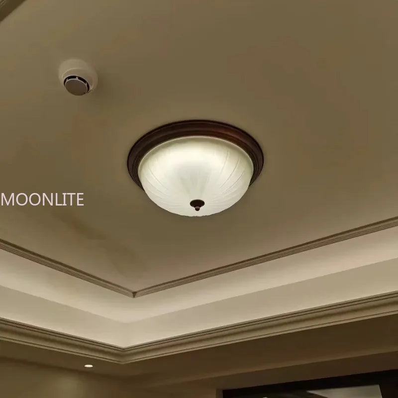 Plafonnier rond or/noir/Bronze plafonnier verre dépoli pour couloir salon cuisine LED lumineuse éclairage 110/220V - vue 5 sur 18