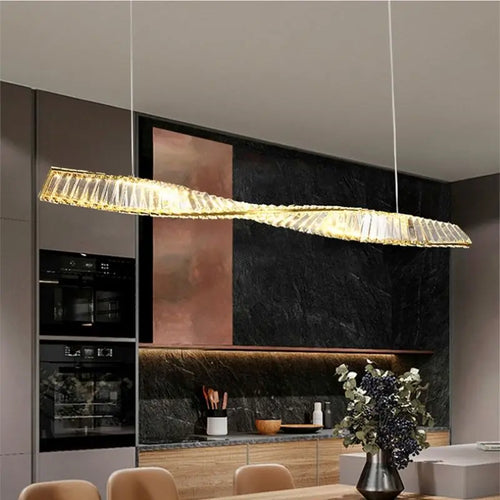 lustre en cristal doré design postmodernes avec éclairage led - vue 4 sur 8