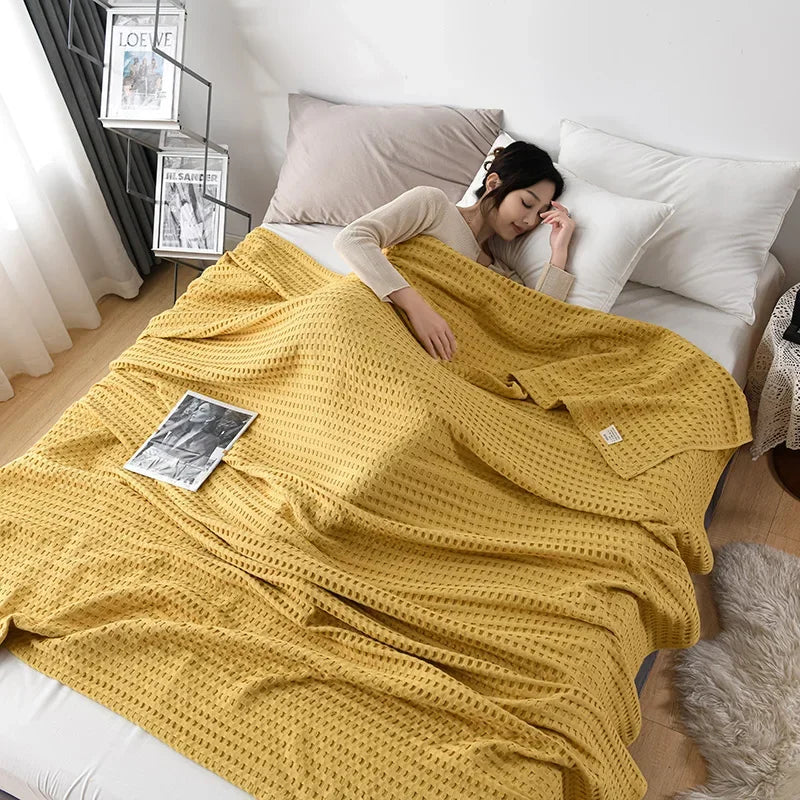 Plaid coton gaufré doux léger toutes saisons intérieur - vue 7 sur 7