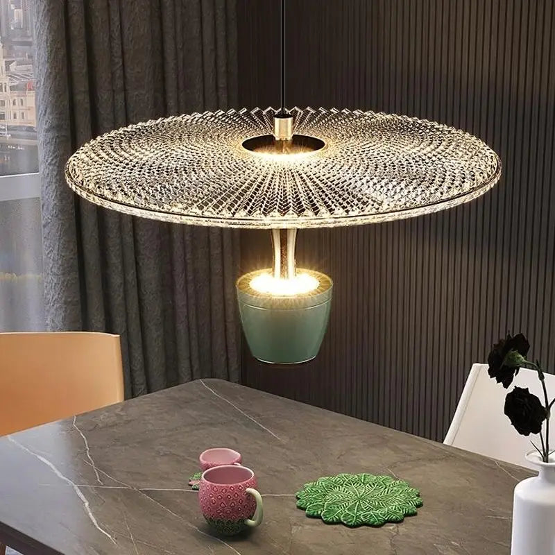 suspension led 	 acrylique rond cordon réglable - vue 6 sur 9