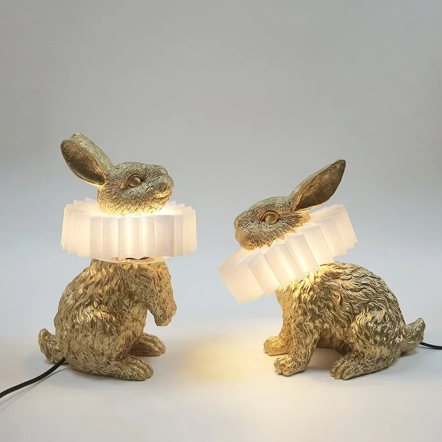 lampe de table créative en résine avec écharpe de lapin décorative - vue 2 sur 15