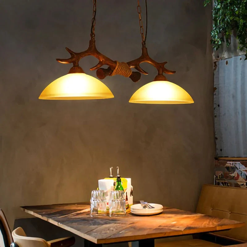 suspension vintage en bois avec lumière led décorative