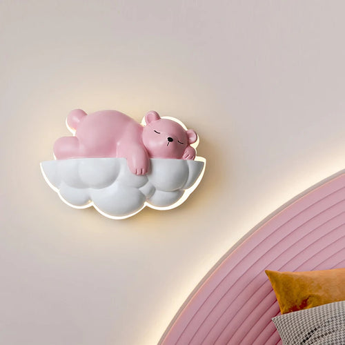 Ours polaire lumière dessin animé enfants appliques murales pour chevet télécommande gradation chambre lampe de nuit pour chambre d'enfant princesse