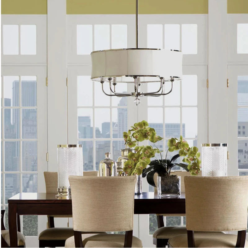 lustre Style américain tout cuivre Simple créatif tissu abat-jour - vue 4 sur 9