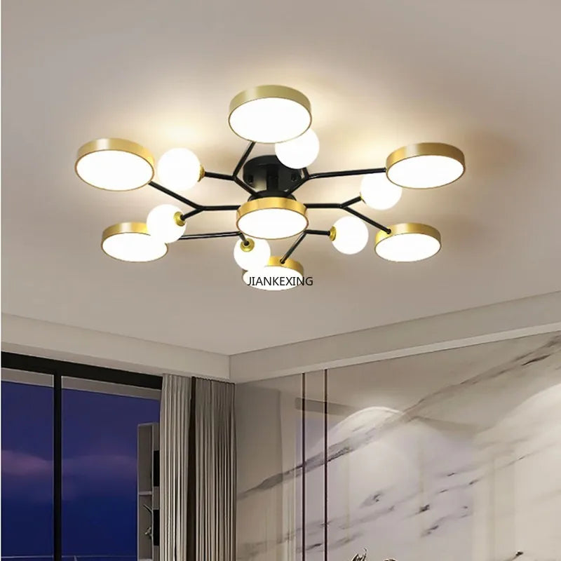 lustre led moderne en boule de verre pour décoration maison - vue 6 sur 10
