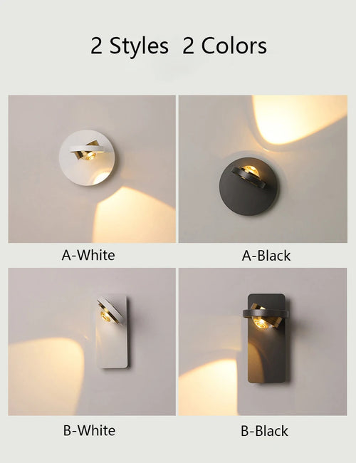 applique murale scandinave minimaliste rotative avec lumières led - vue 2 sur 10