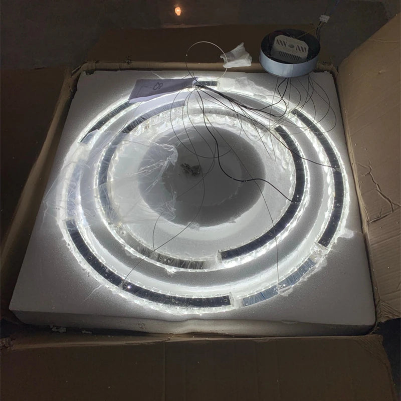 lustre nordique en cristal acier inoxydable miroir led intérieur - vue 6 sur 12