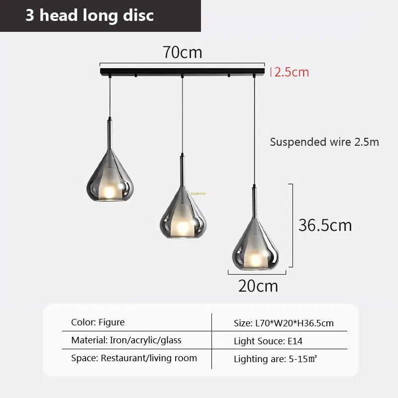 suspension en verre à plusieurs têtes pour intérieur moderne - vue 22 sur 23