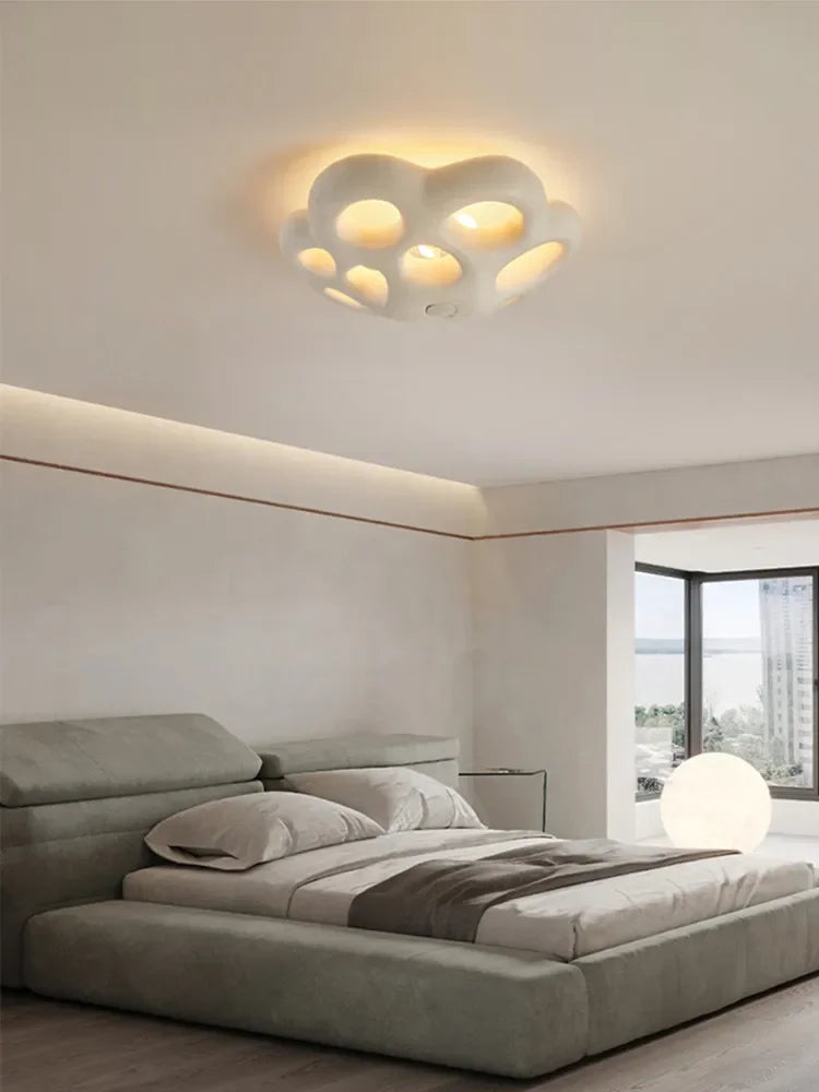 Nordic Minimalist Petal Wabi-Sabi LED Bedroom Ceiling Lamps Chandelier Living Dining Study Room Home Decor Ceiling Light Fixture - vue 5 sur 7