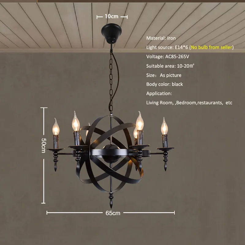 Lustre style Loft américain en métal rétro rustique - vue 8 sur 7