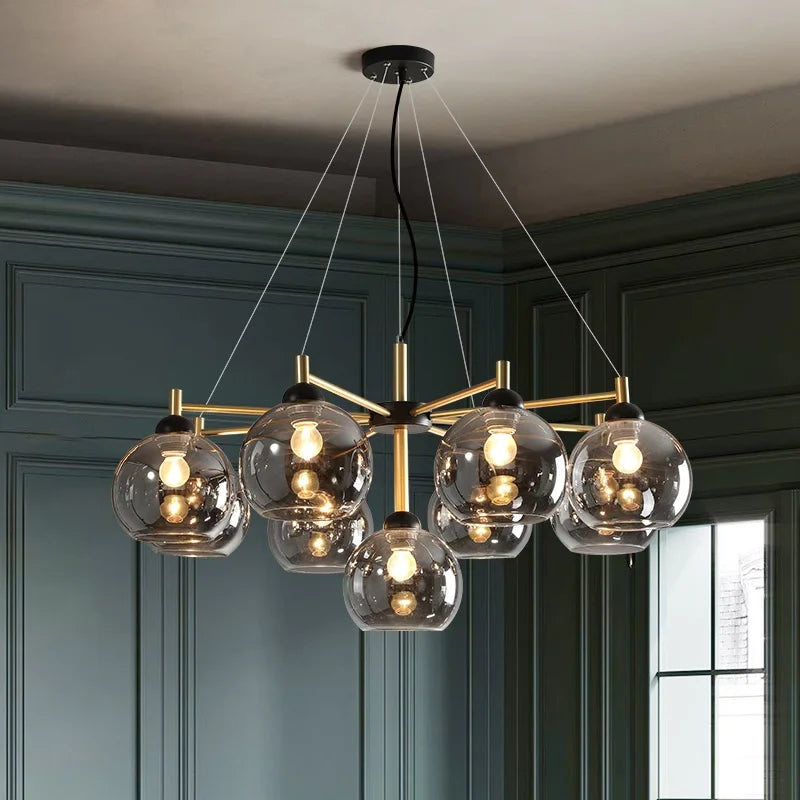 Lustre design Moderne à boule en verre home - vue 2 sur 12