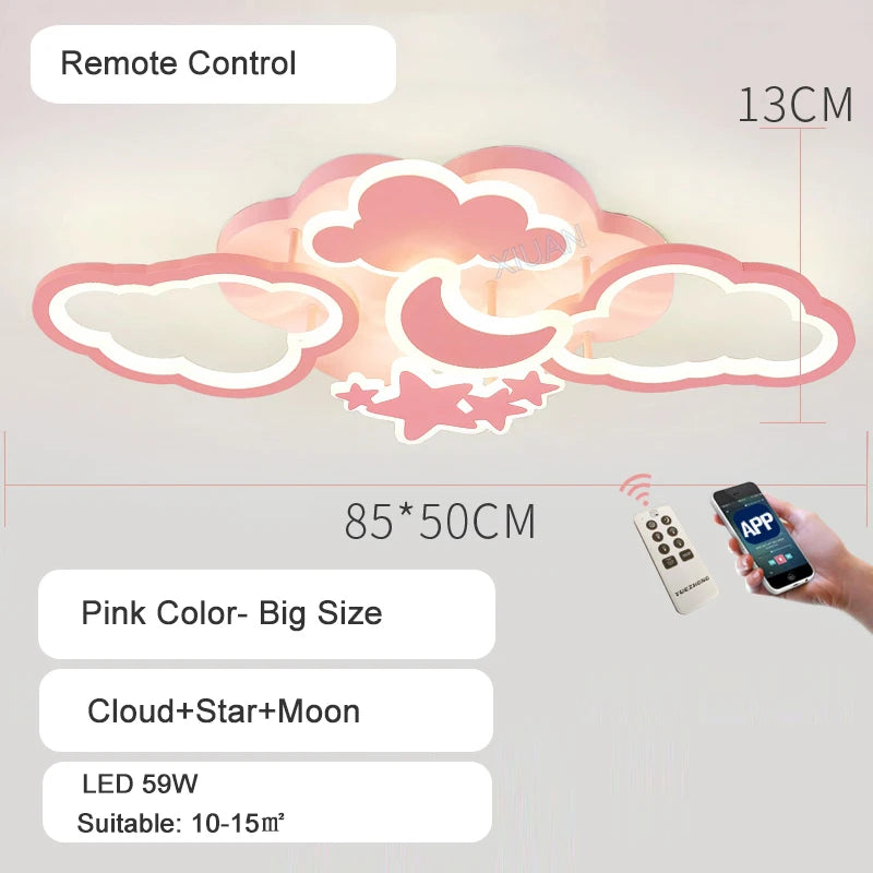 lustre led moderne en forme de lune étoile nuage pour enfants - vue 12 sur 25