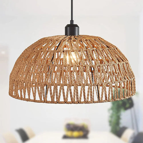 lustre en corde de chanvre japonais et rotin zen