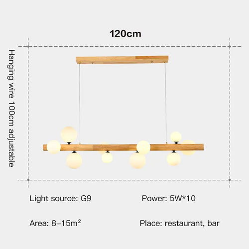 lustre moderne en bois et verre laiteux pour espaces contemporains