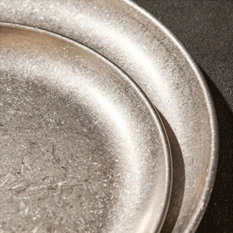 Assiettes inox style industriel retro plateaux cafe