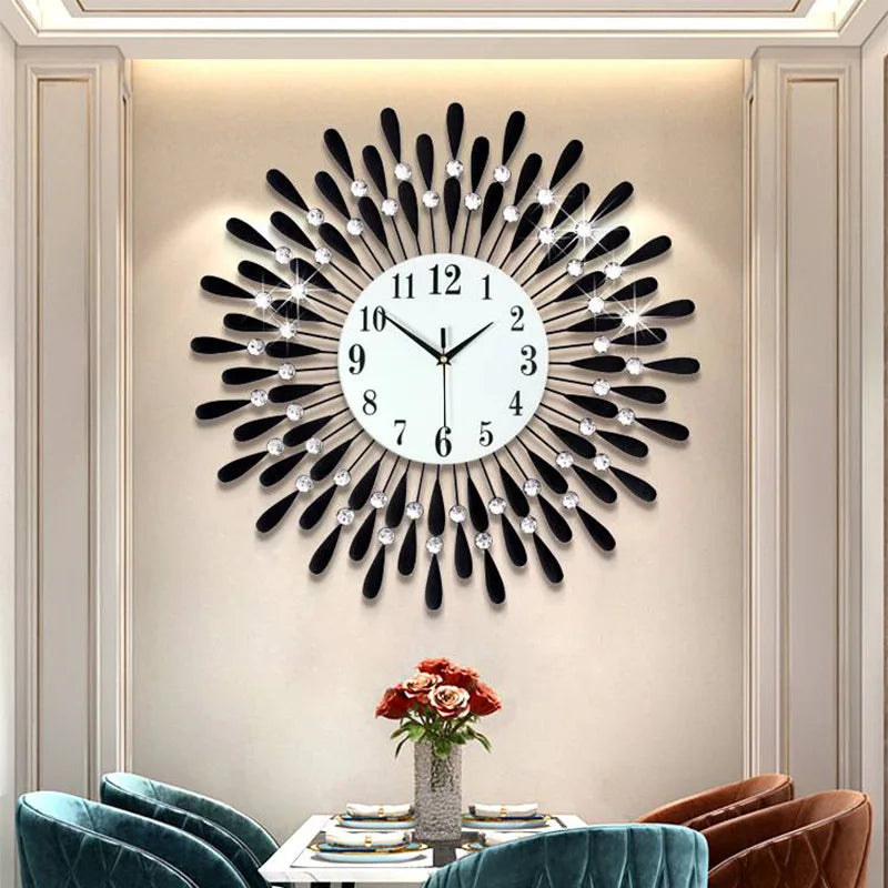 horloge murale 3D en cristal moderne silencieuse décoration intérieure - vue 3 sur 8