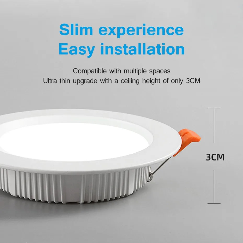 plafonniers ultra minces encastrés led spots d'intérieur panneau lumineux rond - vue 3 sur 5