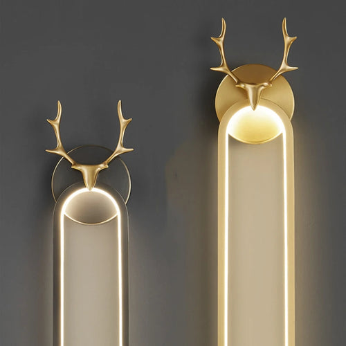 applique murale à led en cuivre tête de cerf art déco moderne - vue 7 sur 12