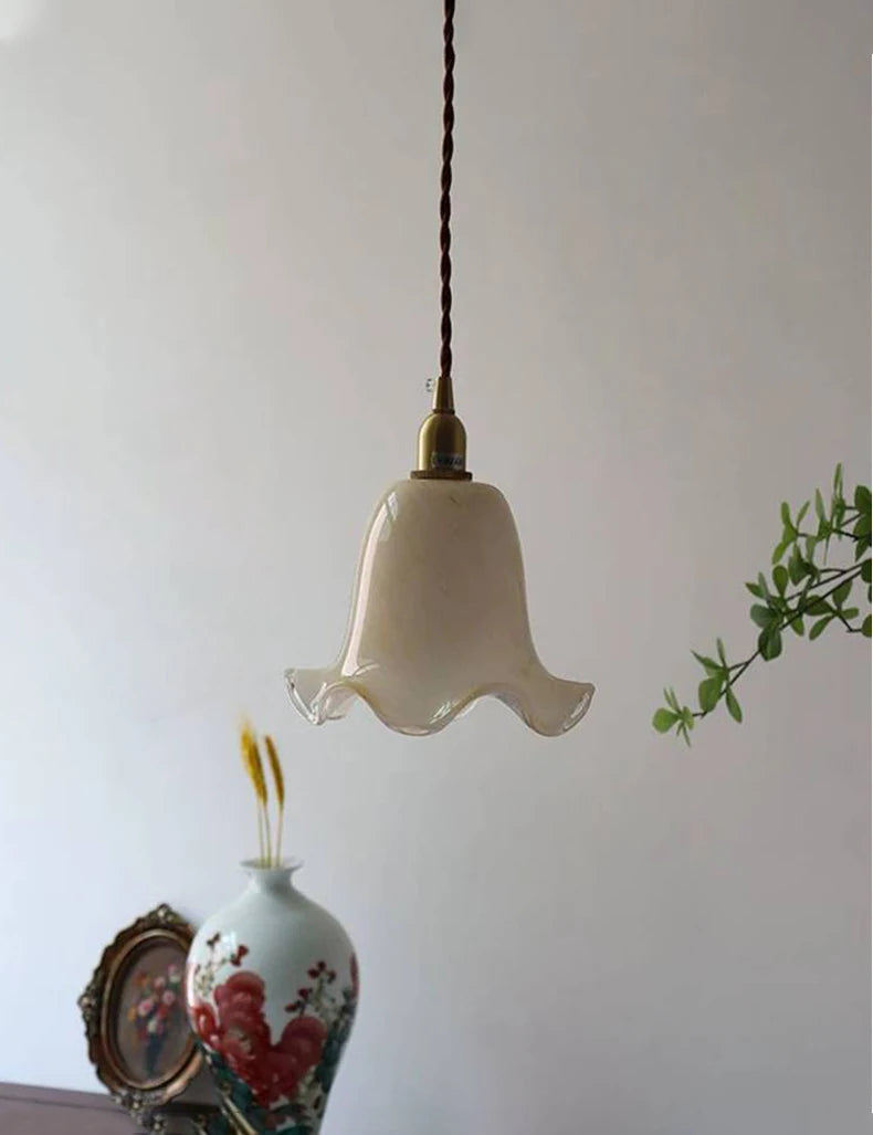 suspension à led rétro fleurs en laiton et verre créatif minimaliste - vue 6 sur 6