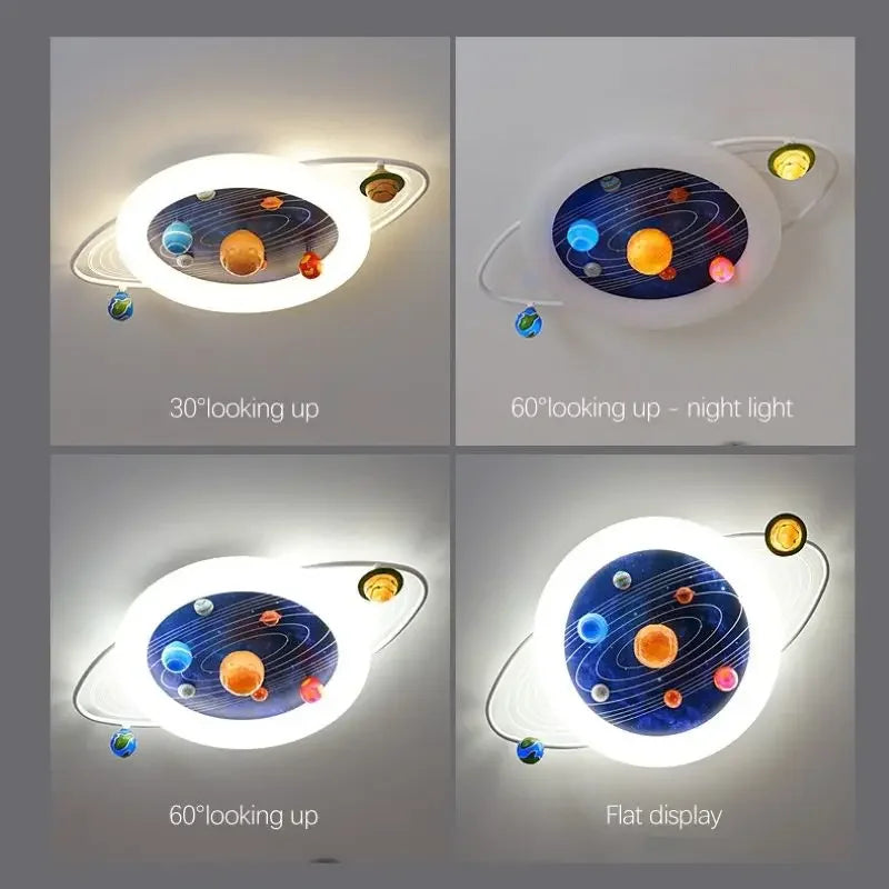 plafonnier sandyha pour enfants avec astronautes et planètes led - vue 5 sur 11