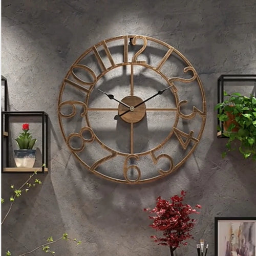 horloge murale silencieuse en fer forgé design nordique créatif décoratif - vue 3 sur 9