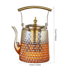 Théière japonaise verre borosilicate rétro poignée cuivre