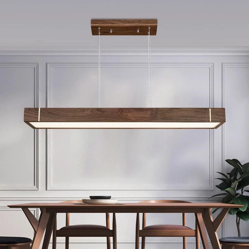 Lustre led modernes design bois foncé pour décoration intérieure - vue 6 sur 12